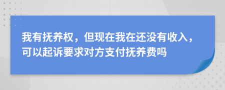 我有抚养权，但现在我在还没有收入，可以起诉要求对方支付抚养费吗