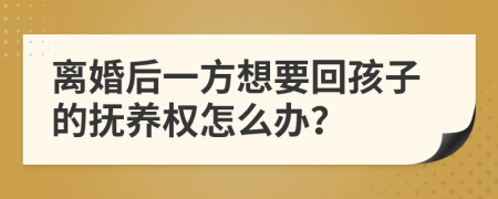 离婚后一方想要回孩子的抚养权怎么办？