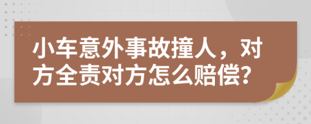 小车意外事故撞人，对方全责对方怎么赔偿？