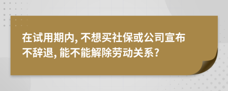 在试用期内, 不想买社保或公司宣布不辞退, 能不能解除劳动关系?