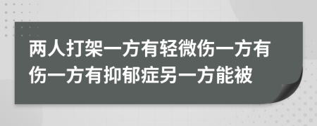 两人打架一方有轻微伤一方有伤一方有抑郁症另一方能被