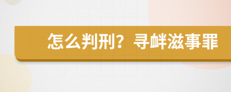 怎么判刑？寻衅滋事罪