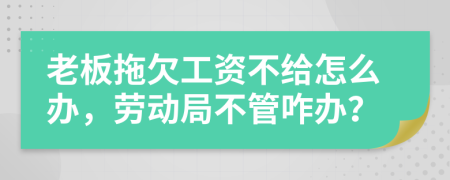 老板拖欠工资不给怎么办，劳动局不管咋办？