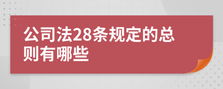 公司法28条规定的总则有哪些