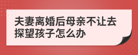 夫妻离婚后母亲不让去探望孩子怎么办