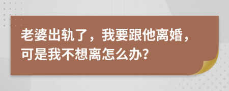 老婆出轨了，我要跟他离婚，可是我不想离怎么办？