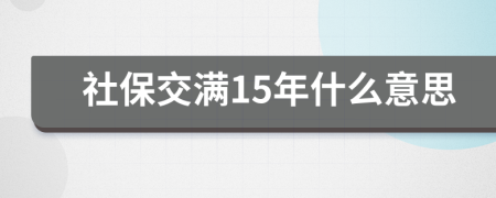 社保交满15年什么意思