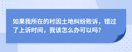 如果我所在的村因土地纠纷败诉，错过了上诉时间，我该怎么办可以吗？