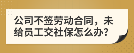 公司不签劳动合同，未给员工交社保怎么办？