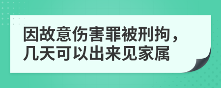 因故意伤害罪被刑拘，几天可以出来见家属