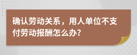 确认劳动关系，用人单位不支付劳动报酬怎么办？