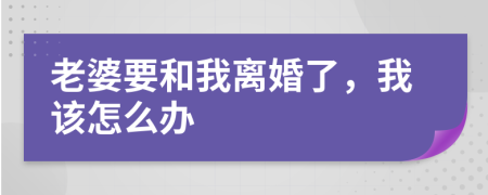 老婆要和我离婚了，我该怎么办