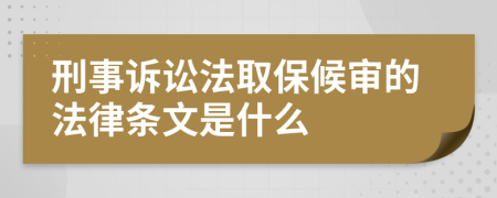 刑事诉讼法取保候审的法律条文是什么