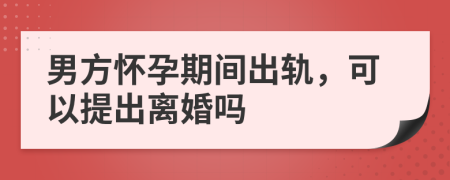 男方怀孕期间出轨，可以提出离婚吗