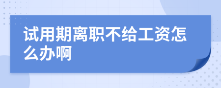 试用期离职不给工资怎么办啊