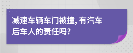 减速车辆车门被撞, 有汽车后车人的责任吗?