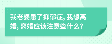 我老婆患了抑郁症, 我想离婚, 离婚应该注意些什么？