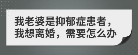 我老婆是抑郁症患者，我想离婚，需要怎么办