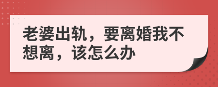 老婆出轨，要离婚我不想离，该怎么办