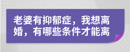 老婆有抑郁症，我想离婚，有哪些条件才能离