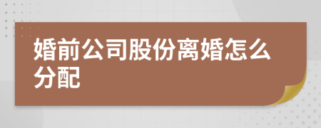 婚前公司股份离婚怎么分配