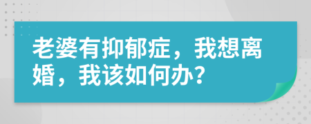 老婆有抑郁症，我想离婚，我该如何办？