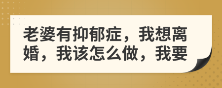 老婆有抑郁症，我想离婚，我该怎么做，我要