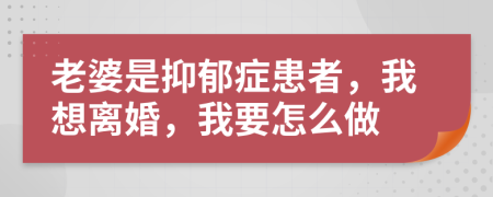 老婆是抑郁症患者，我想离婚，我要怎么做