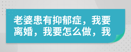 老婆患有抑郁症，我要离婚，我要怎么做，我