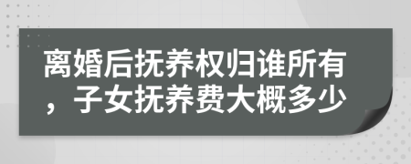 离婚后抚养权归谁所有，子女抚养费大概多少