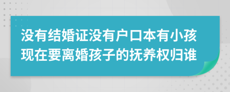 没有结婚证没有户口本有小孩现在要离婚孩子的抚养权归谁