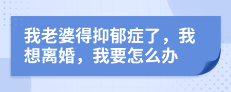 我老婆得抑郁症了，我想离婚，我要怎么办