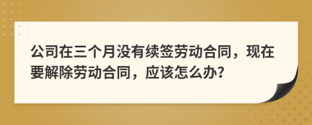 公司在三个月没有续签劳动合同，现在要解除劳动合同，应该怎么办？