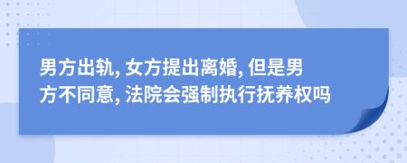 男方出轨, 女方提出离婚, 但是男方不同意, 法院会强制执行抚养权吗