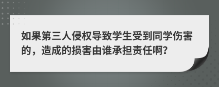 如果第三人侵权导致学生受到同学伤害的，造成的损害由谁承担责任啊？