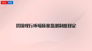 我国现行环境质量监测制度规定