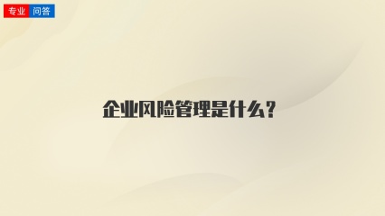 企业风险管理是什么？