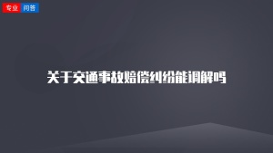 关于交通事故赔偿纠纷能调解吗