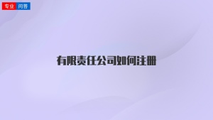 有限责任公司如何注册