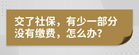 交了社保，有少一部分没有缴费，怎么办？