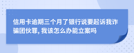 信用卡逾期三个月了银行说要起诉我诈骗团伙罪, 我该怎么办能立案吗