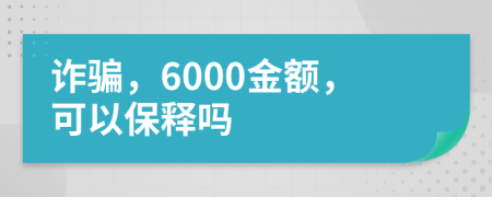 诈骗，6000金额，可以保释吗