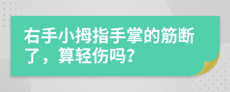 右手小拇指手掌的筋断了，算轻伤吗？