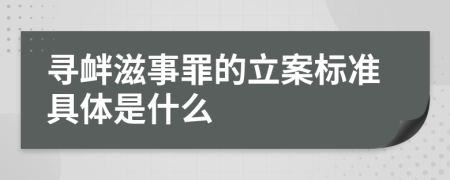 寻衅滋事罪的立案标准具体是什么