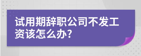 试用期辞职公司不发工资该怎么办?