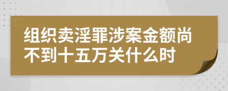 组织卖淫罪涉案金额尚不到十五万关什么时