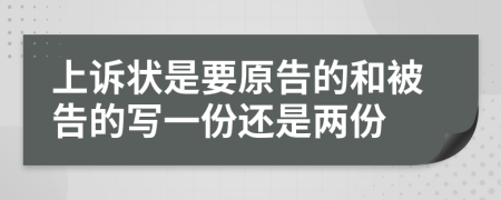 上诉状是要原告的和被告的写一份还是两份