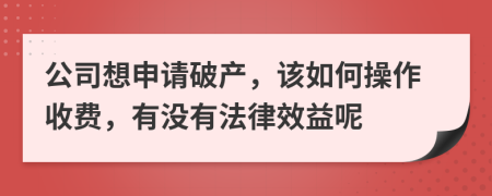 公司想申请破产，该如何操作收费，有没有法律效益呢