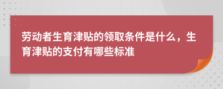 劳动者生育津贴的领取条件是什么，生育津贴的支付有哪些标准