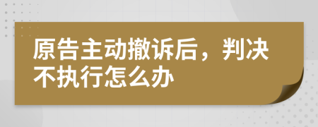 原告主动撤诉后，判决不执行怎么办